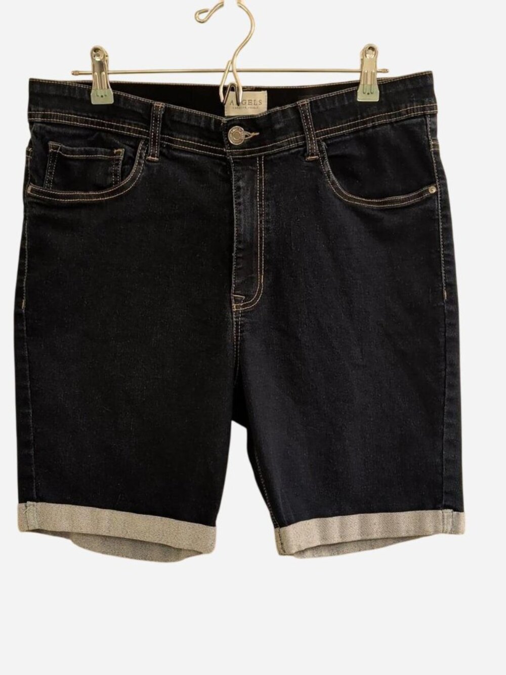 Angels Forever Young Women’s Dark Wash Stretch Denim Bermuda Shorts Size 16/33
